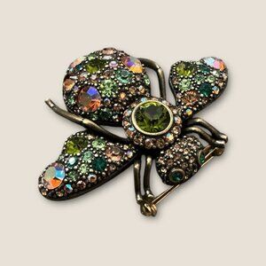 Joan Rivers Bee Pin Brooch Vintage Aurora Borealis Rhinestones Multi Color